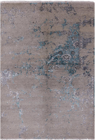 Modern Handmade Wool & Silk Rug - 6' 1