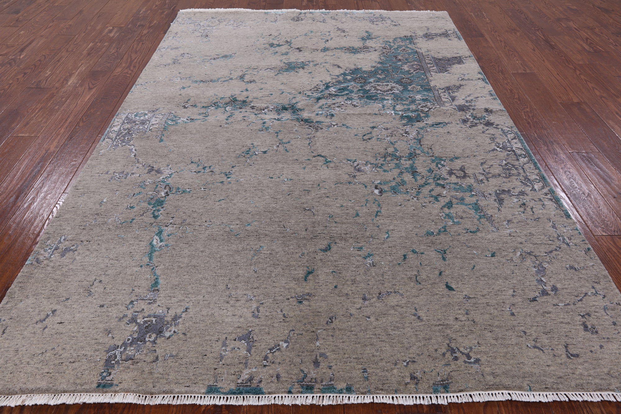 Modern Handmade Wool & Silk Rug - 6' 1" X 8' 10" - Golden Nile