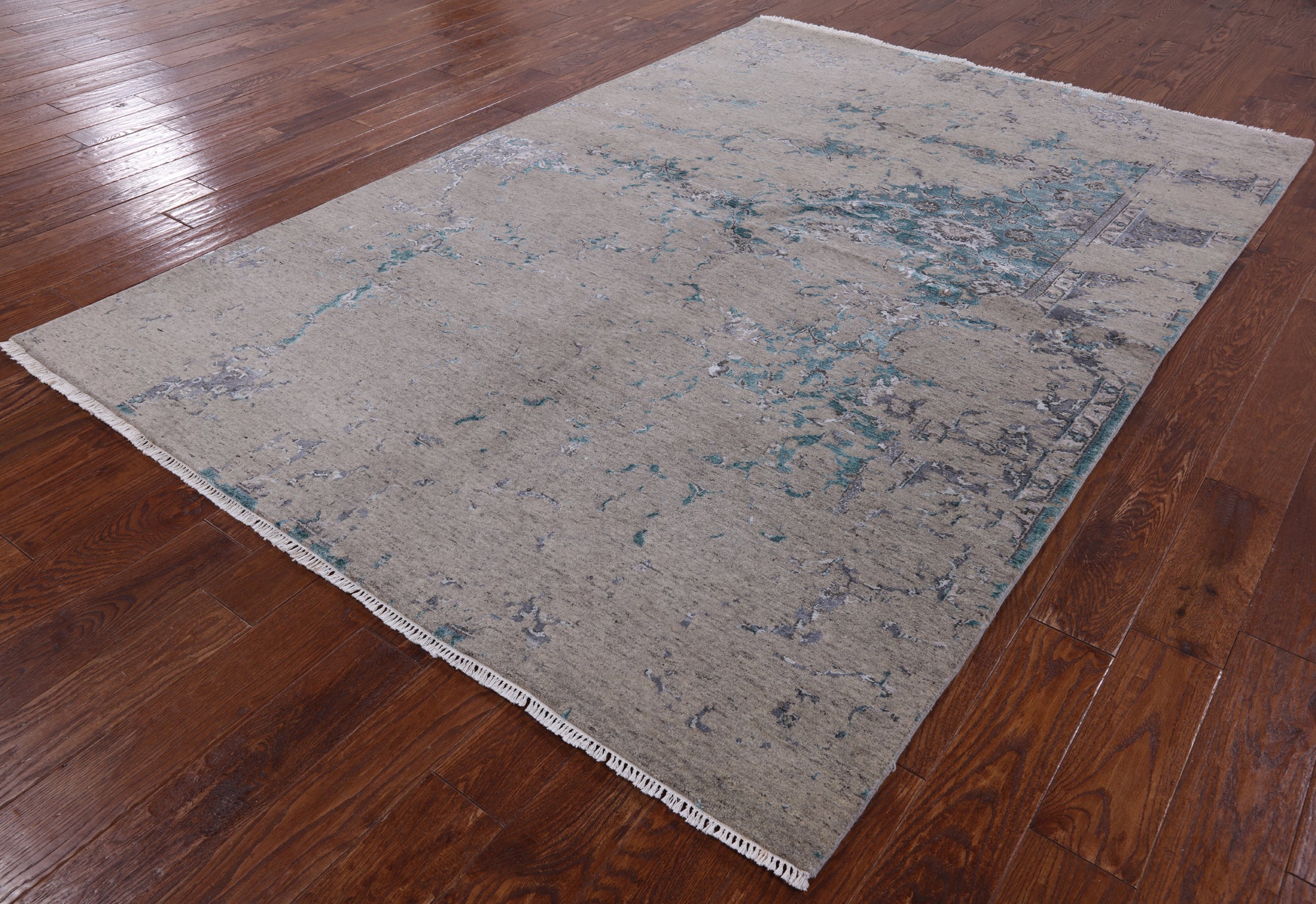 Modern Handmade Wool & Silk Rug - 6' 1" X 8' 10" - Golden Nile