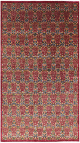 Red William Morris Hand Knotted Wool Area Rug - 11' 11