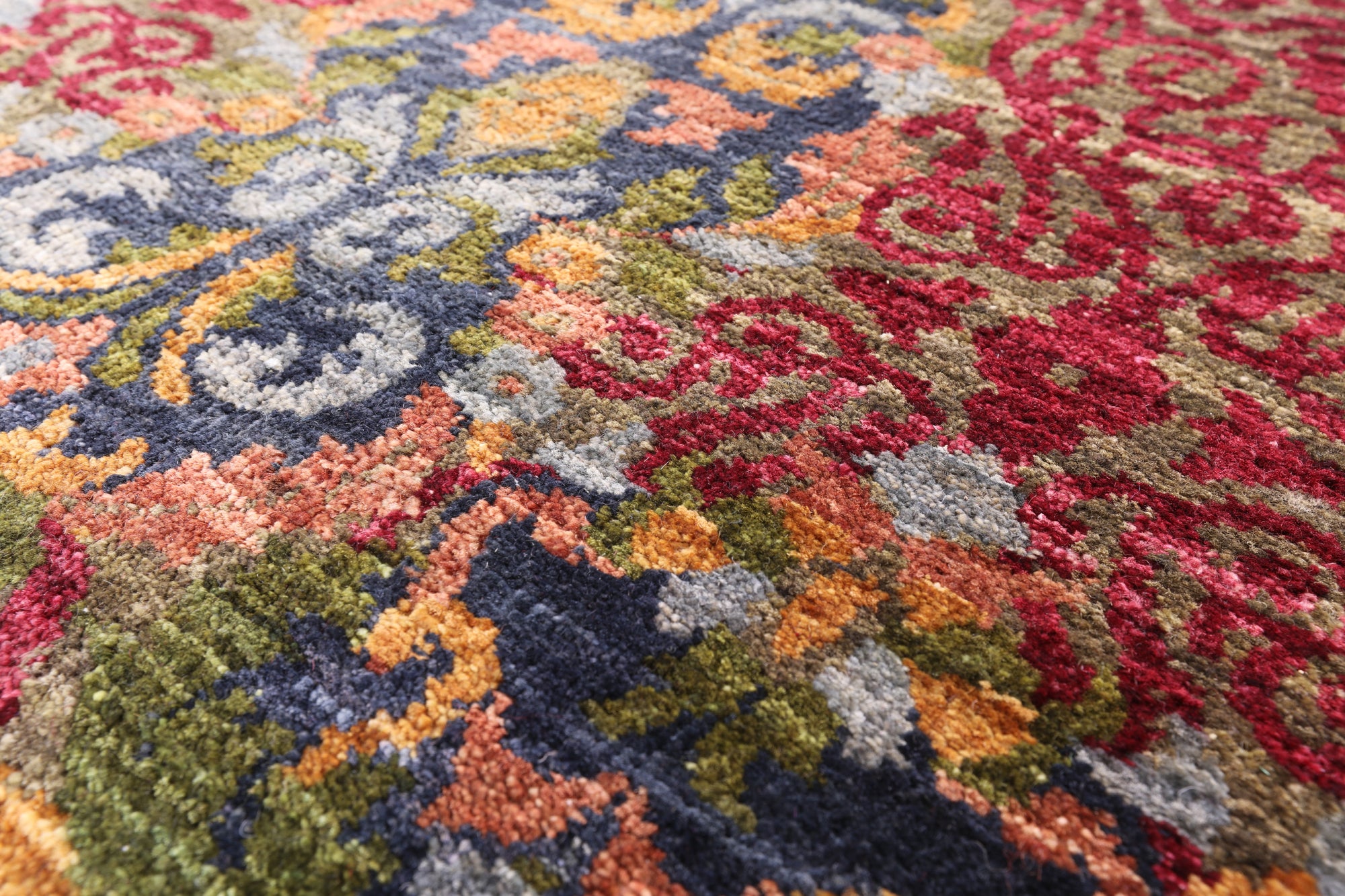 Red William Morris Hand Knotted Wool Area Rug - 11' 11" X 22' 10" - Golden Nile