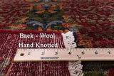 Red William Morris Hand Knotted Wool Area Rug - 11' 11" X 22' 10" - Golden Nile