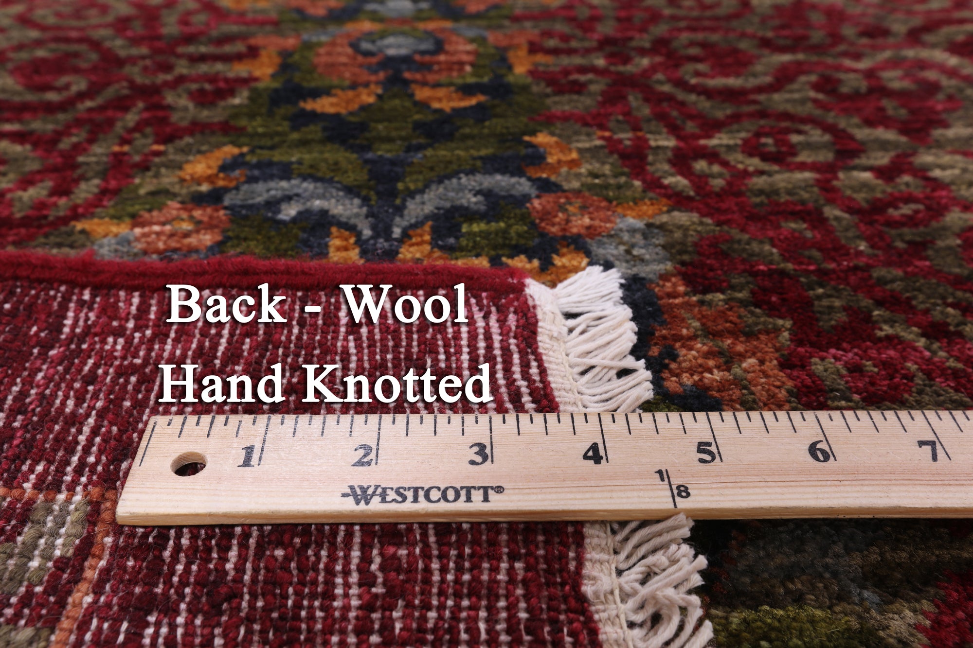 Red William Morris Hand Knotted Wool Area Rug - 11' 11" X 22' 10" - Golden Nile