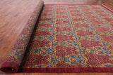 Red William Morris Hand Knotted Wool Area Rug - 11' 11" X 22' 10" - Golden Nile