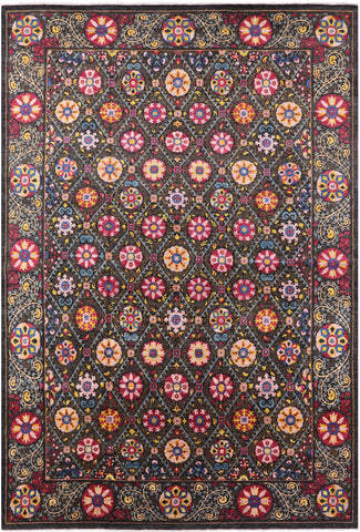 Black William Morris Hand Knotted Area Rug - 12' 0