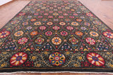 Black William Morris Hand Knotted Area Rug - 12' 0" X 17' 3" - Golden Nile