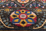 Black William Morris Hand Knotted Area Rug - 12' 0" X 17' 3" - Golden Nile