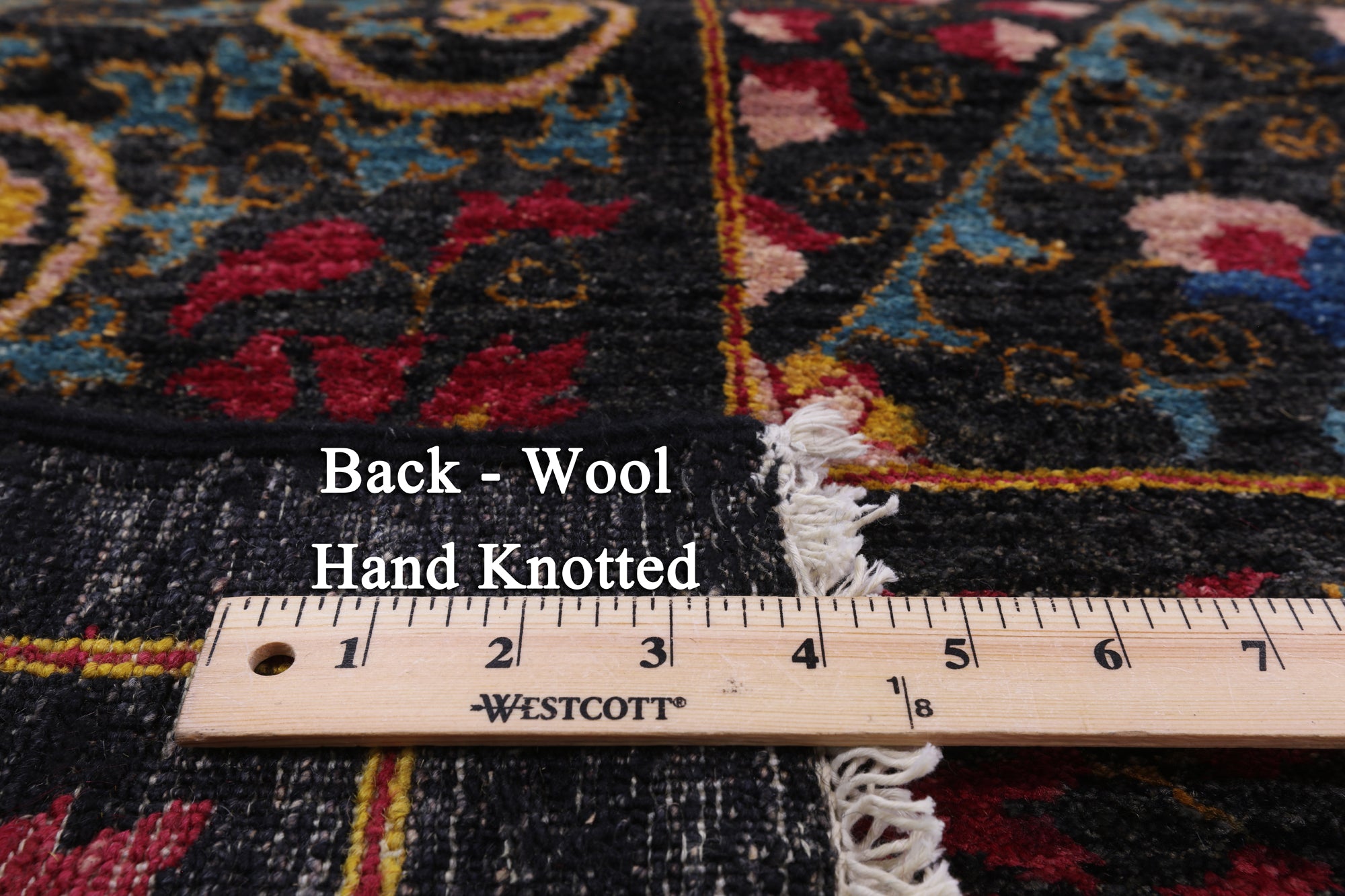 Black William Morris Hand Knotted Area Rug - 12' 0" X 17' 3" - Golden Nile