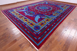 Red Peacock William Morris Hand Knotted Wool Area Rug - 12' 2" X 17' 0" - Golden Nile