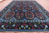 Black William Morris Hand Knotted Wool Area Rug - 12' 0" X 15' 3" - Golden Nile
