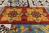 Black William Morris Handmade Wool Area Rug - 12' 2" X 16' 2" - Golden Nile