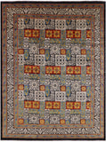 Black William Morris Handmade Wool Area Rug - 12' 2" X 16' 2" - Golden Nile