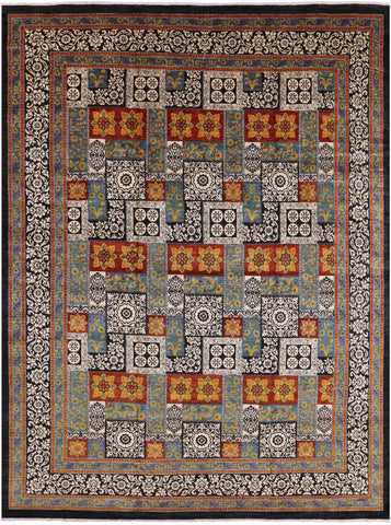 Black William Morris Handmade Wool Area Rug - 12' 2