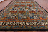 Black William Morris Handmade Wool Area Rug - 12' 2" X 16' 2" - Golden Nile