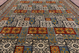 Black William Morris Handmade Wool Area Rug - 12' 2" X 16' 2" - Golden Nile