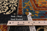 Black William Morris Handmade Wool Area Rug - 12' 2" X 16' 2" - Golden Nile