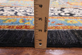 Black William Morris Handmade Wool Area Rug - 12' 2" X 16' 2" - Golden Nile