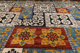 Black William Morris Handmade Wool Area Rug - 12' 2" X 16' 2" - Golden Nile