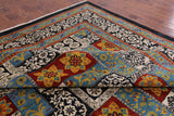 Black William Morris Hand Knotted Wool Area Rug - 12' 2" X 15' 6" - Golden Nile