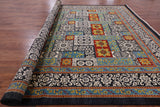 Black William Morris Hand Knotted Wool Area Rug - 12' 2" X 15' 6" - Golden Nile