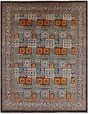 Black William Morris Hand Knotted Wool Area Rug - 12' 2" X 15' 6" - Golden Nile