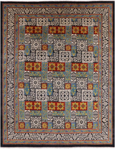 Black William Morris Hand Knotted Wool Area Rug - 12' 2