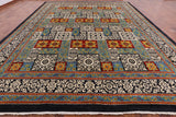 Black William Morris Hand Knotted Wool Area Rug - 12' 2" X 15' 6" - Golden Nile