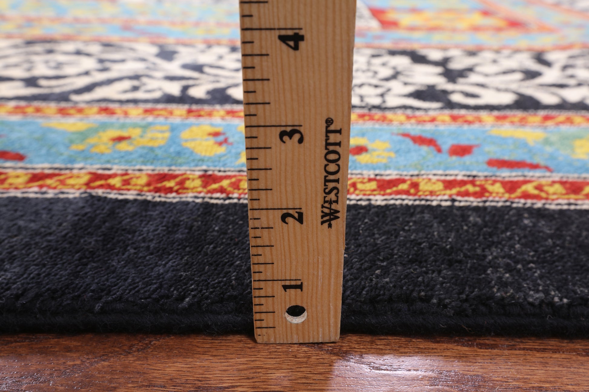 Black William Morris Hand Knotted Wool Area Rug - 12' 2" X 15' 6" - Golden Nile