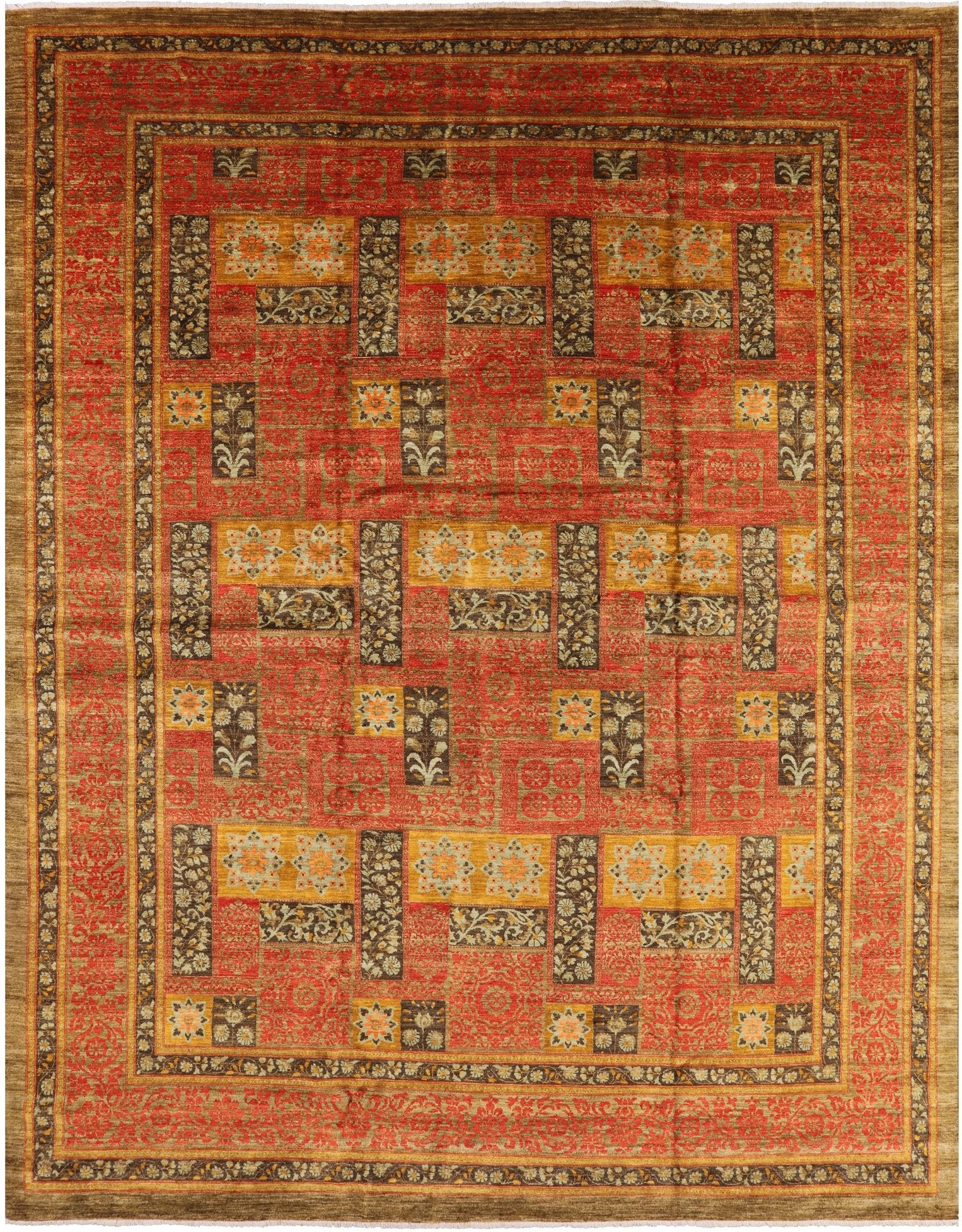 William Morris Handmade Wool Area Rug - 12' 0" X 15' 4" - Golden Nile