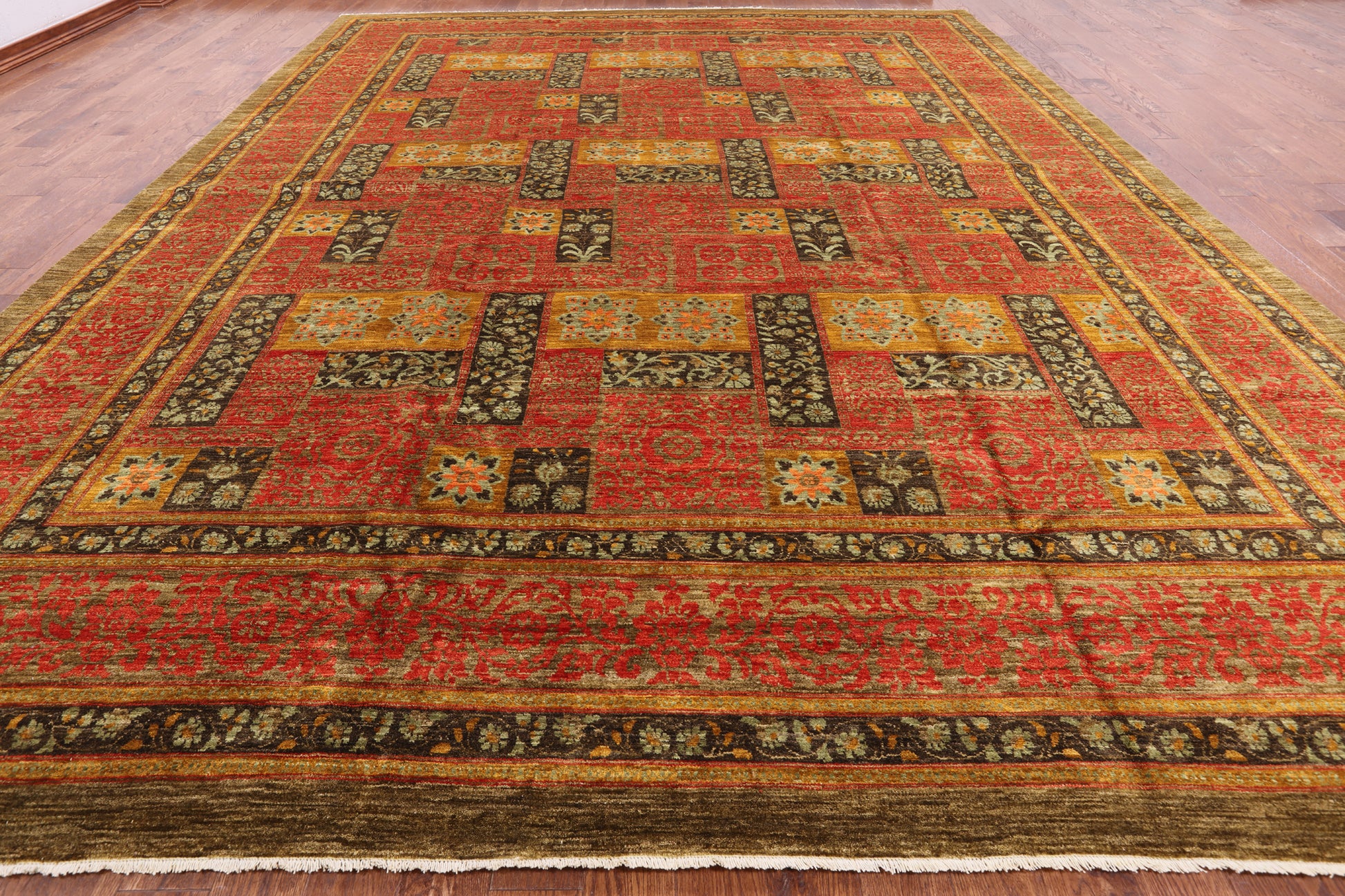 William Morris Handmade Wool Area Rug - 12' 0" X 15' 4" - Golden Nile