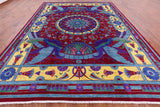 Red Peacock William Morris Hand Knotted Wool Rug - 10' 0" X 13' 9" - Golden Nile
