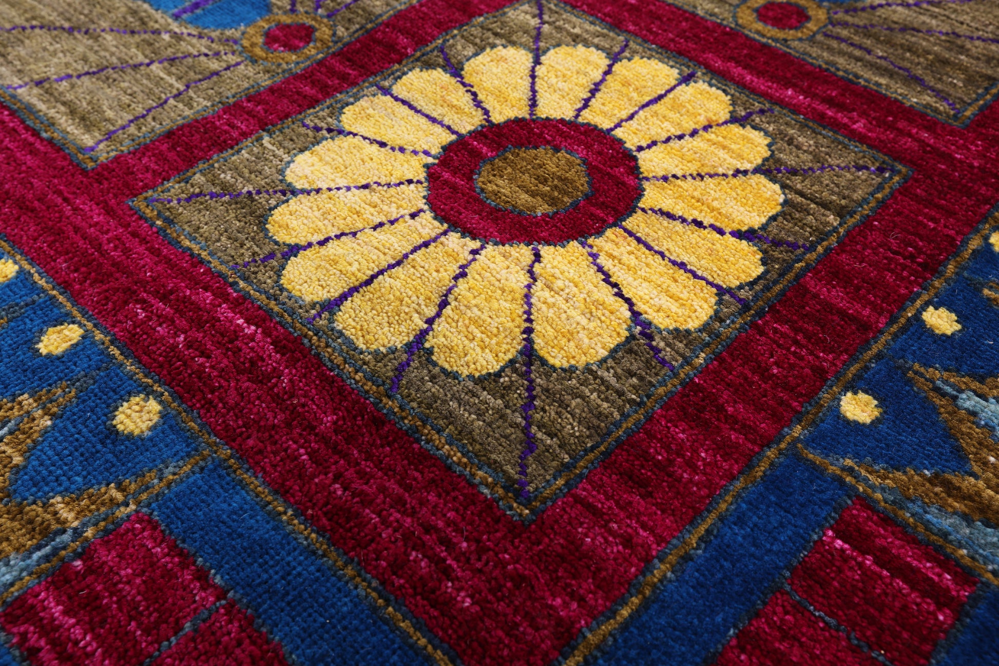 Blue Peacock William Morris Hand Knotted Wool Rug - 10' 0" X 13' 10" - Golden Nile