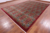 Red William Morris Handmade Wool Rug - 9' 11" X 14' 0" - Golden Nile