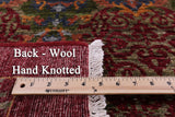 Red William Morris Handmade Wool Rug - 9' 11" X 14' 0" - Golden Nile