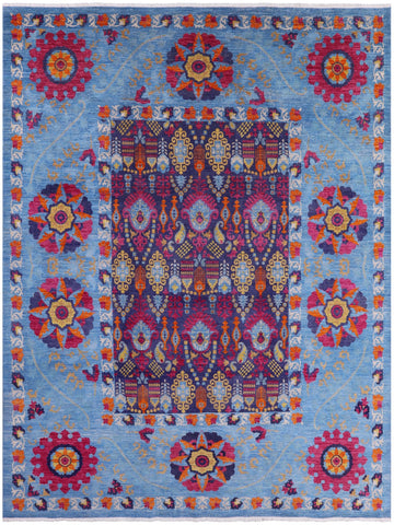 Blue William Morris Handmade Wool Rug - 10' 2