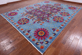 Blue William Morris Handmade Wool Rug - 10' 2" X 13' 4" - Golden Nile