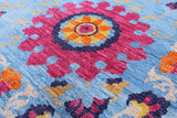 Blue William Morris Handmade Wool Rug - 10' 2" X 13' 4" - Golden Nile