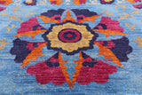 Blue William Morris Handmade Wool Rug - 10' 2" X 13' 4" - Golden Nile