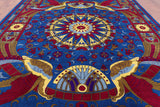 Blue Peacock William Morris Handmade Wool Rug - 10' 4" X 13' 11" - Golden Nile