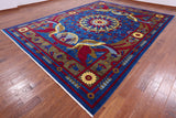 Blue Peacock William Morris Handmade Wool Rug - 10' 4" X 13' 11" - Golden Nile