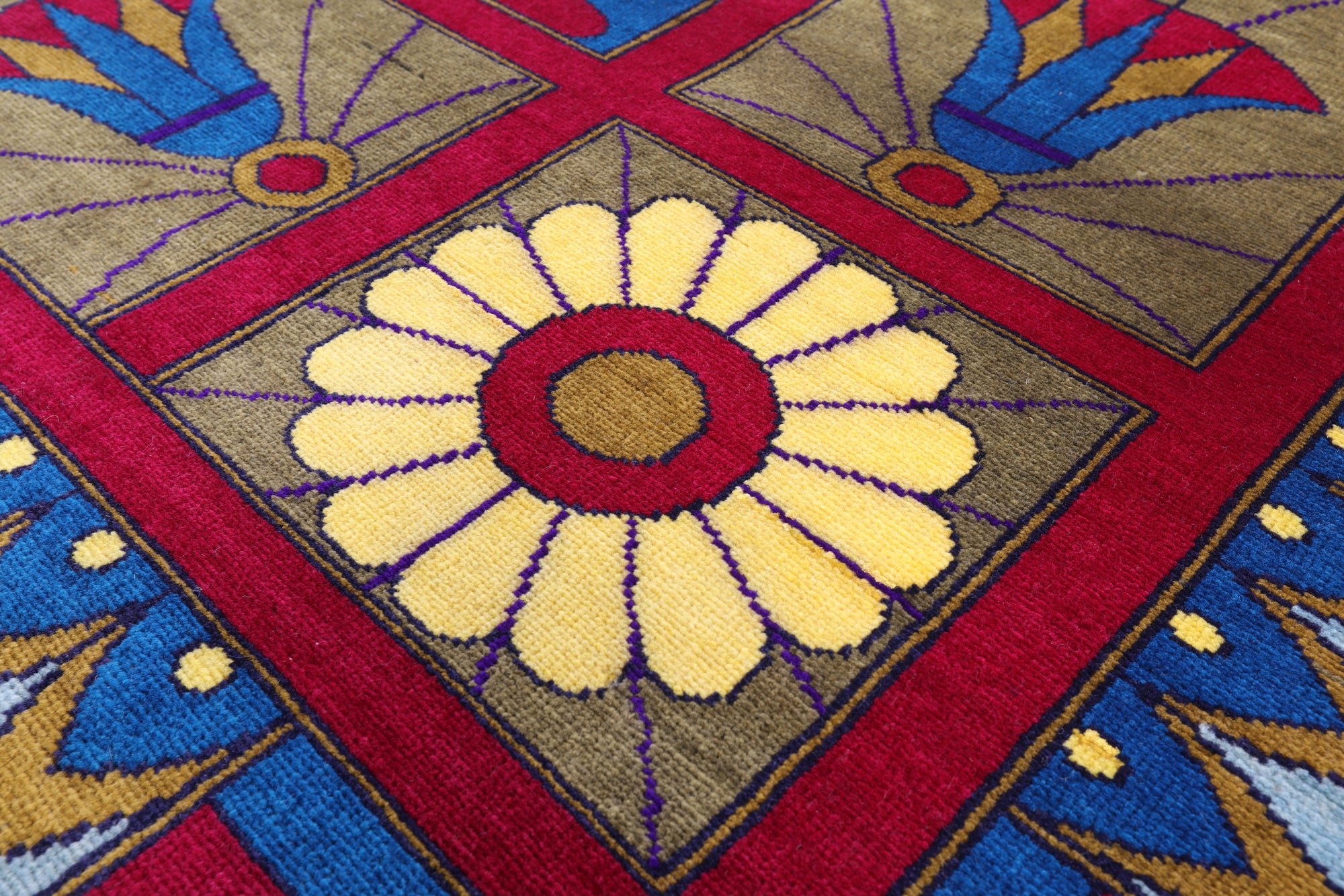 Blue Peacock William Morris Handmade Wool Rug - 10' 4" X 13' 11" - Golden Nile