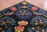 Black William Morris Handmade Wool Rug - 9' 11" X 13' 6" - Golden Nile