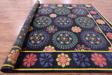 Black William Morris Handmade Wool Rug - 9' 11" X 13' 6" - Golden Nile