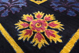 Black William Morris Handmade Wool Rug - 9' 11" X 13' 6" - Golden Nile