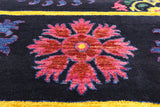 Black William Morris Handmade Wool Rug - 9' 11" X 13' 6" - Golden Nile