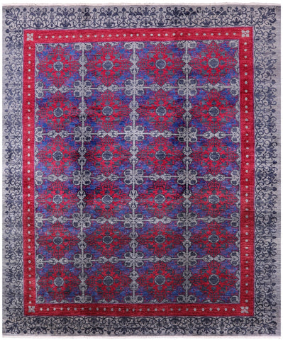 Grey William Morris Hand Knotted Wool Rug - 10' 0