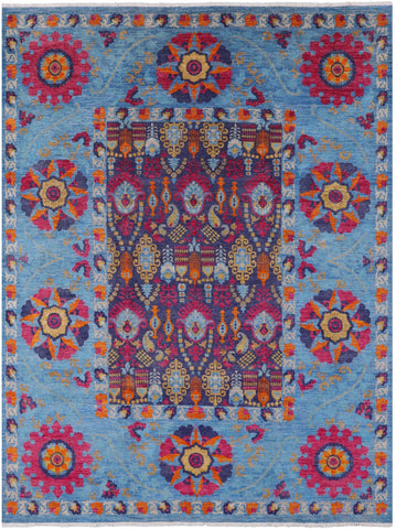 Blue William Morris Handmade Wool Rug - 8' 10