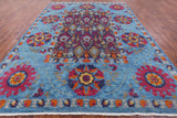 Blue William Morris Handmade Wool Rug - 8' 10" X 11' 7" - Golden Nile
