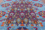 Blue William Morris Handmade Wool Rug - 8' 10" X 11' 7" - Golden Nile