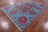 Blue William Morris Handmade Wool Rug - 8' 10" X 11' 7" - Golden Nile